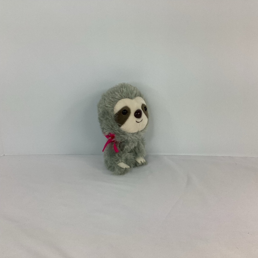 Mega Toys Sloth Gray w Pink Bow Just For You Plush 6" Stuffed Animal Toy Grey - Picture 3 of 9